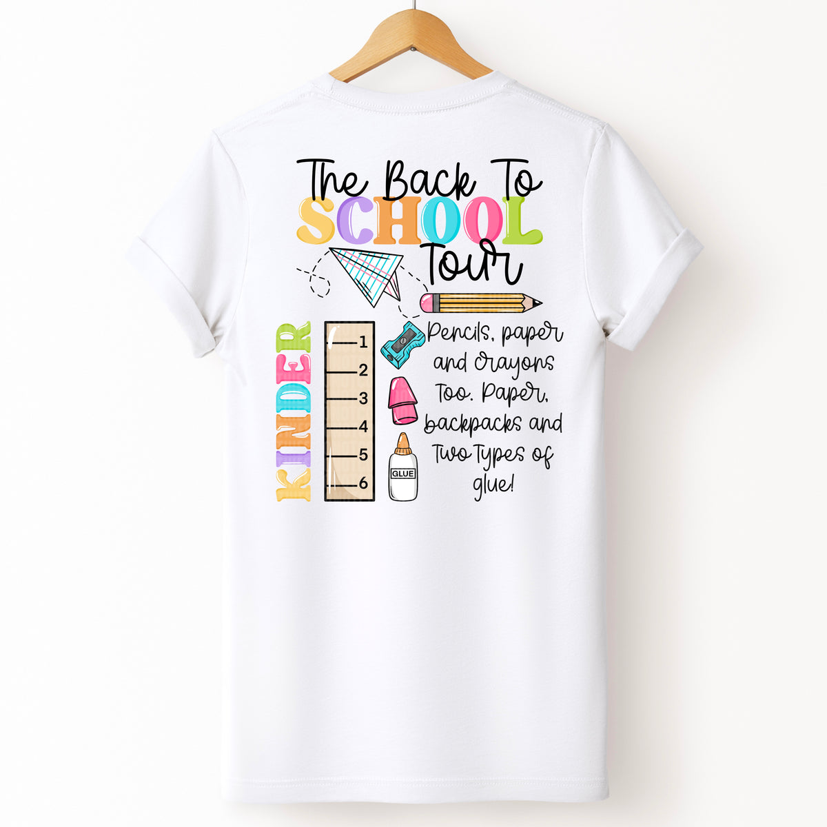 The back to school tour KINDER black font 109786 DTF transfer