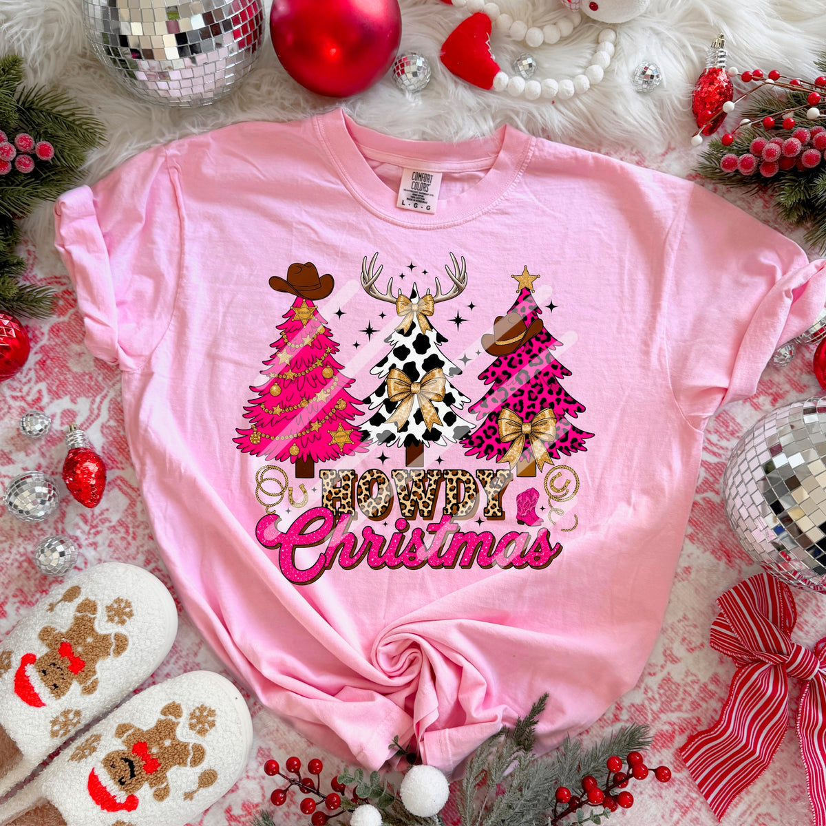 Howdy Christmas Trees PINK 113756 DTF Transfer