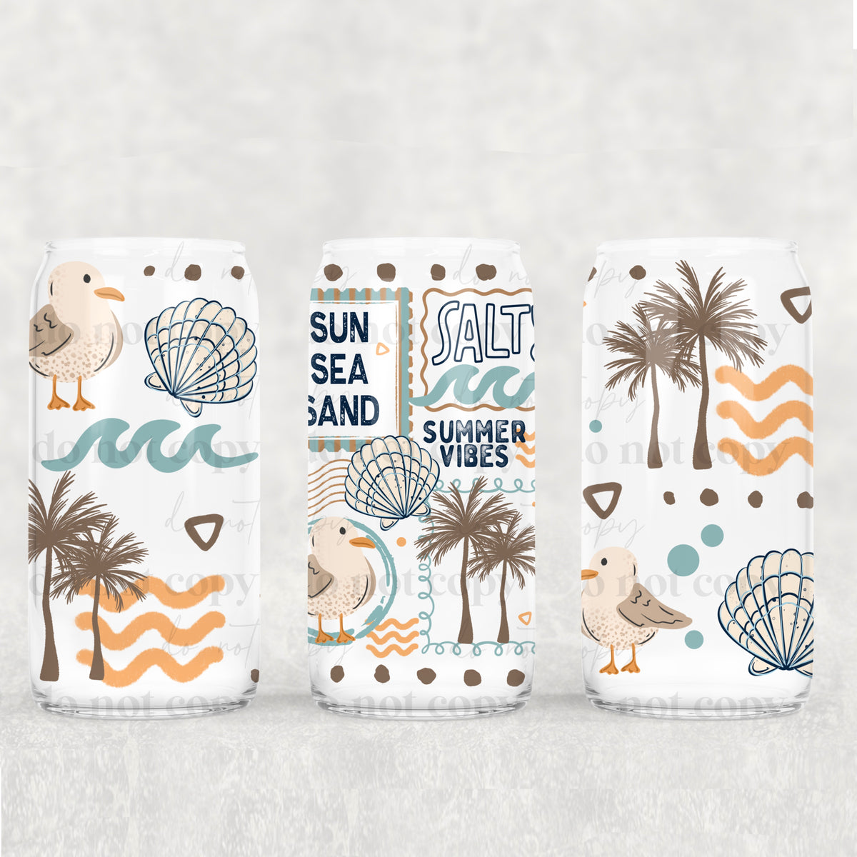 Sun sea sand stamps (CSC) UV DTF WRAP