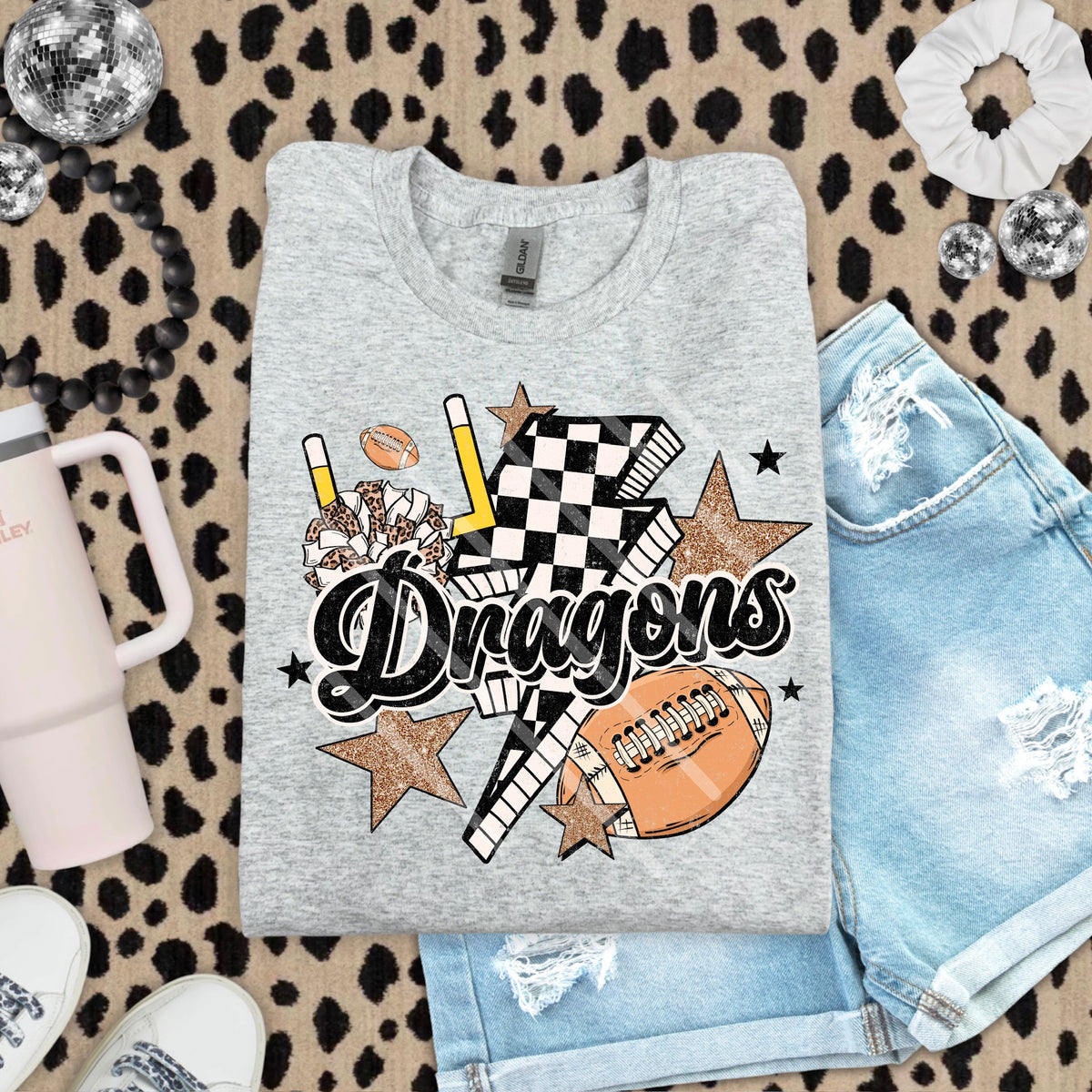 Dragons Football Mascot Checker Lightning Scarlow 110210 DTF transfer