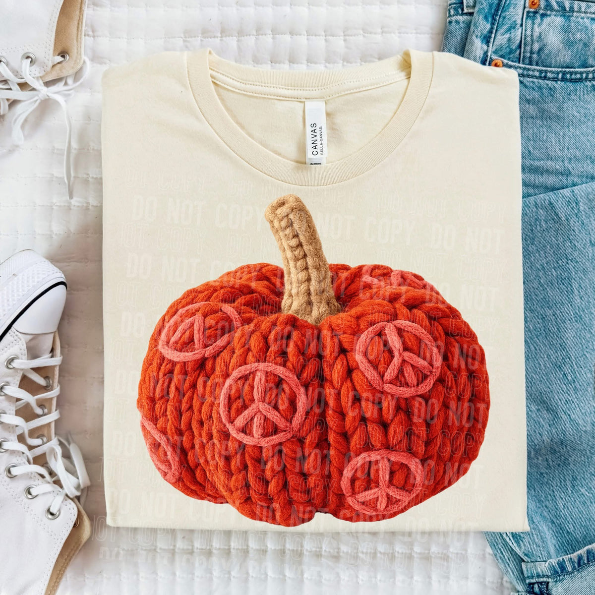 Faux Yarn peace pumpkin (Sbb) DTF Transfer