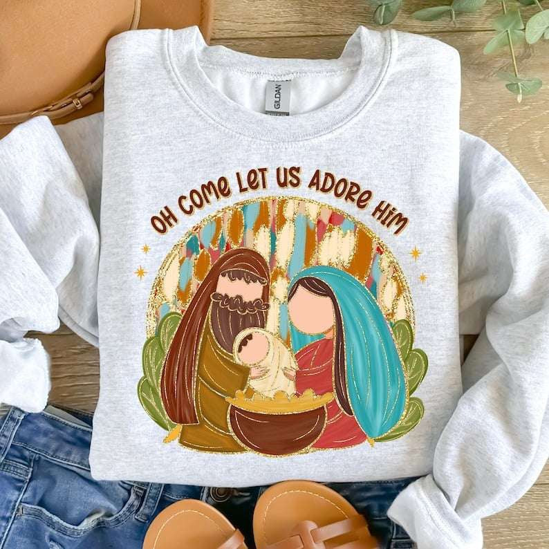 Oh come let us adore him Mary and Joseph  67893 DTF transfer