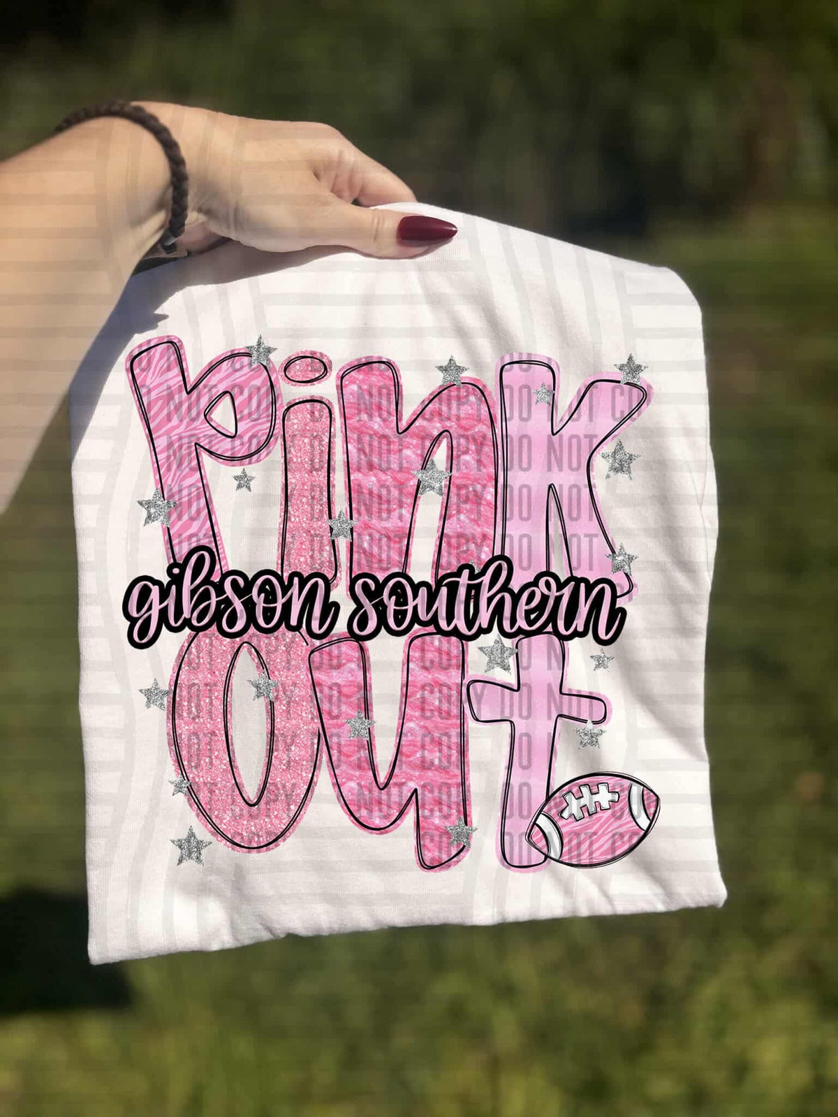Pink out sparkles Gibson Southern (Caplinger) DTF transfer