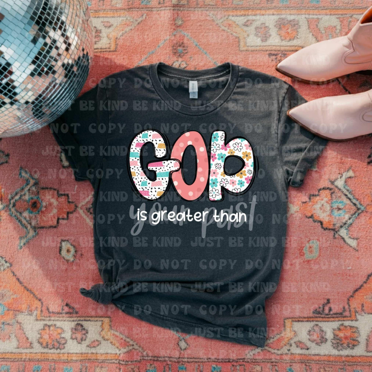 God is greater than your past color and white (VLB) 87417 DTF transfer