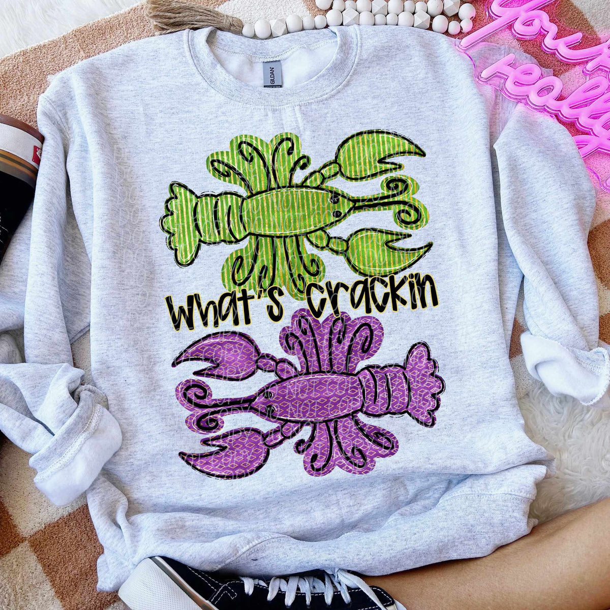 What’s crackin purple and green crawfish (CITY) 80759 DTF transfer