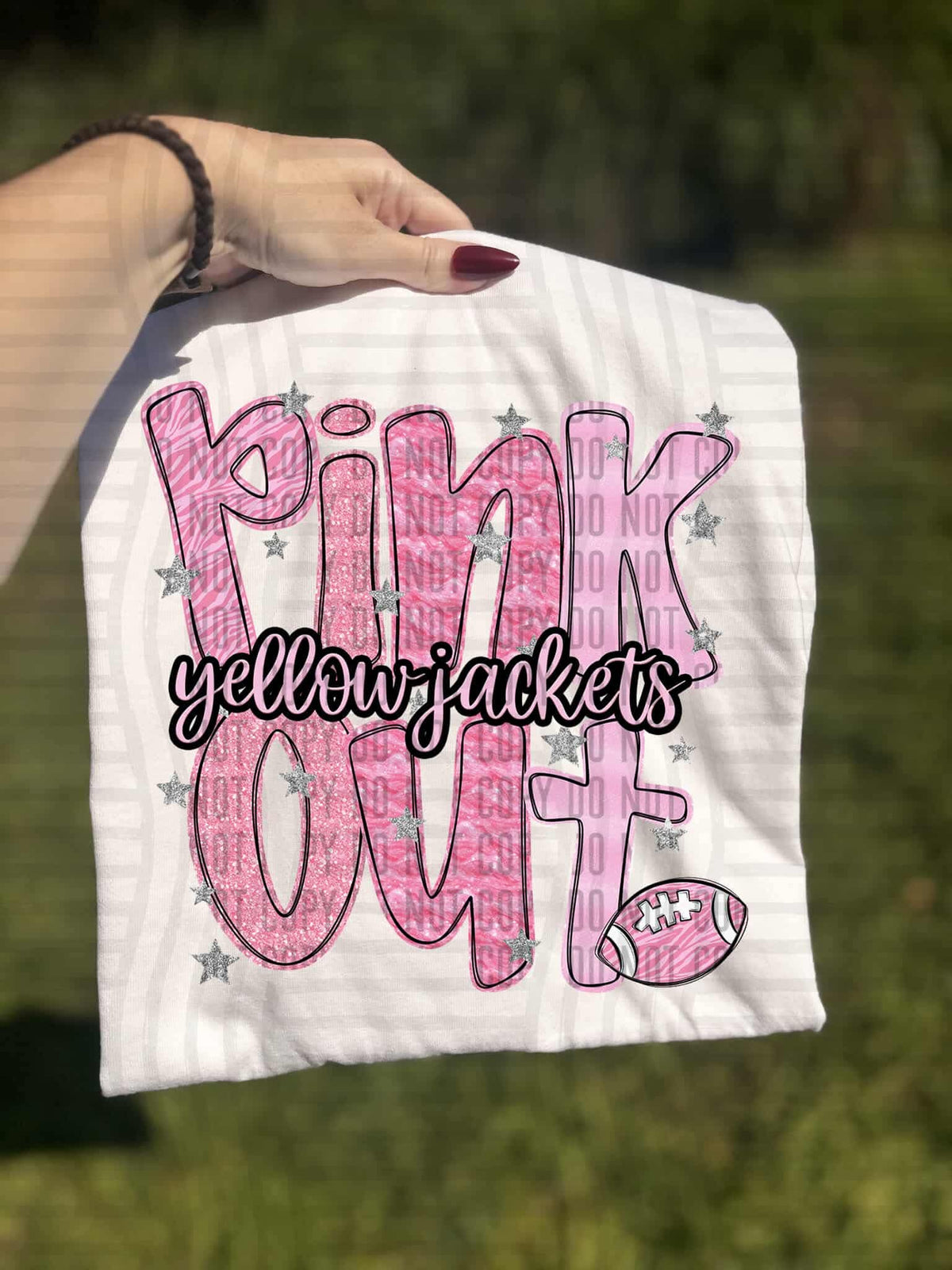 Pink out sparkles Yellowjackets (Caplinger) DTF transfer