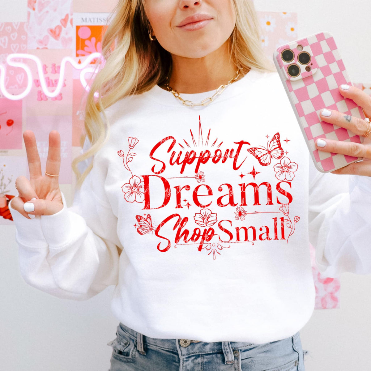 Support dreams shop small  RED (MMD) 85263 DTF transfer