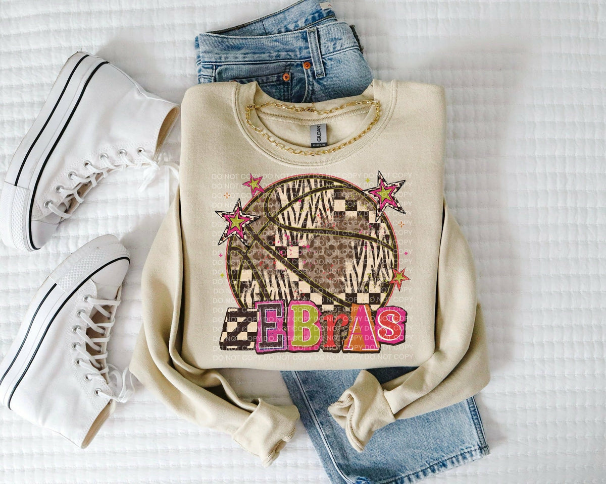 Zebras magazine font and basketball (SCG) DTF Transfer