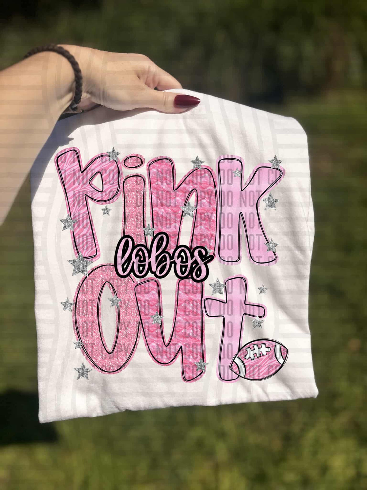 Pink out sparkles Lobos (Caplinger) DTF transfer