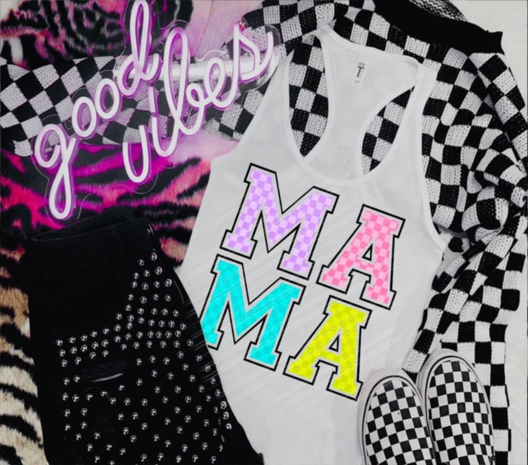 Mama colorful checkered (Linda) 106612 DTF transfer
