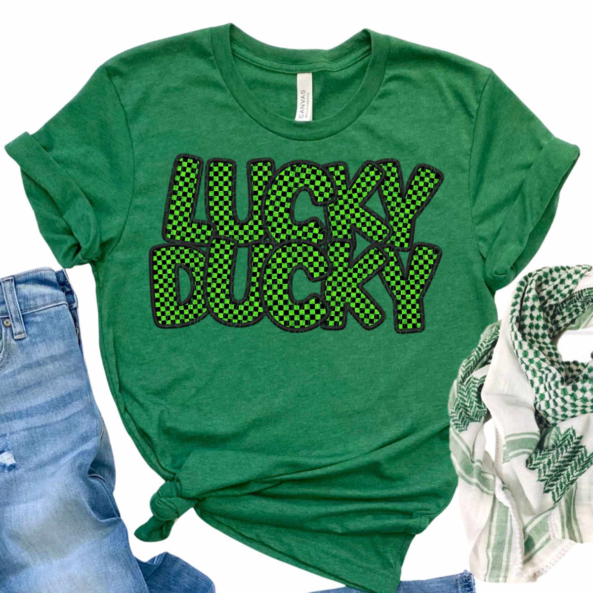 Lucky ducky green checkered (CITY) 85120 DTF transfer