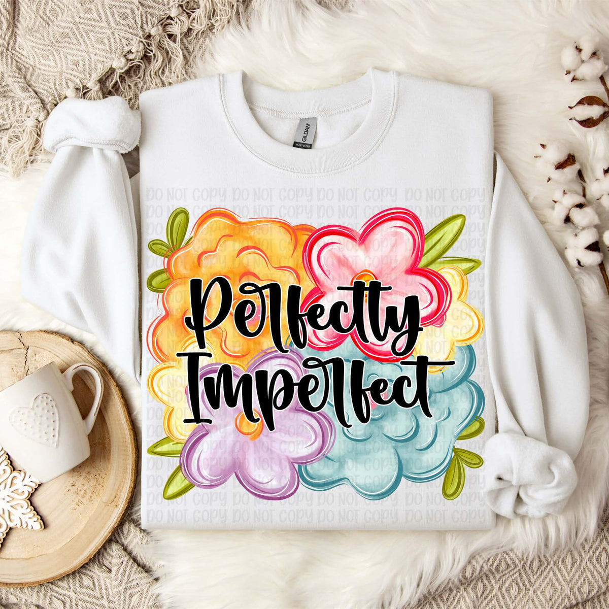 Perfectly imperfect florals (black text) (VP) DTF Transfer