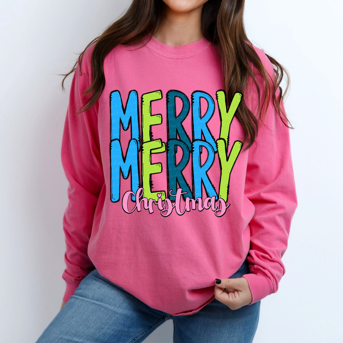 Merry Merry Christmas (bright colors) 30233 DTF transfer