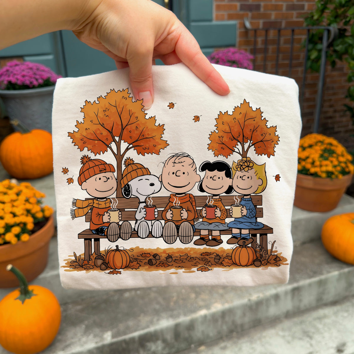 Fall Peanut on bench DTF Transfer