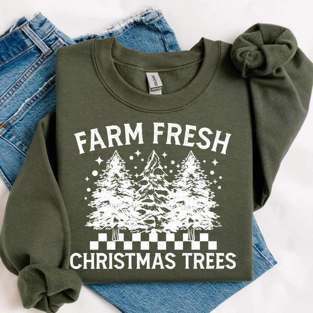 Farm fresh Christmas trees white (CSC) 64086 DTF transfer