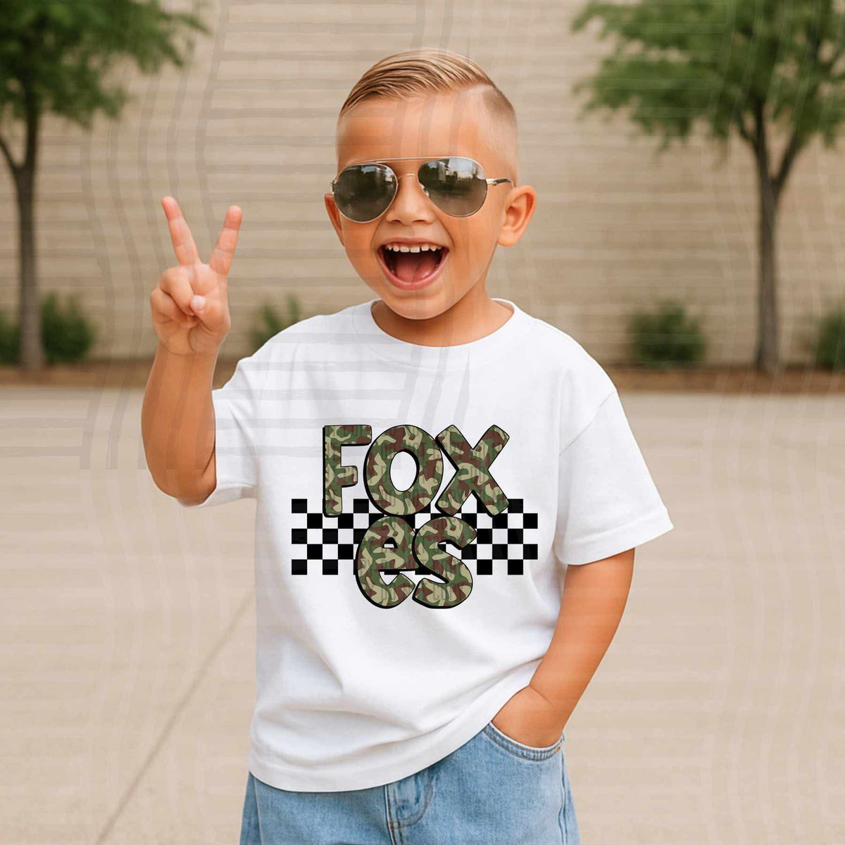 Foxes Camo checkered mascots (Caplinger) DTF transfer