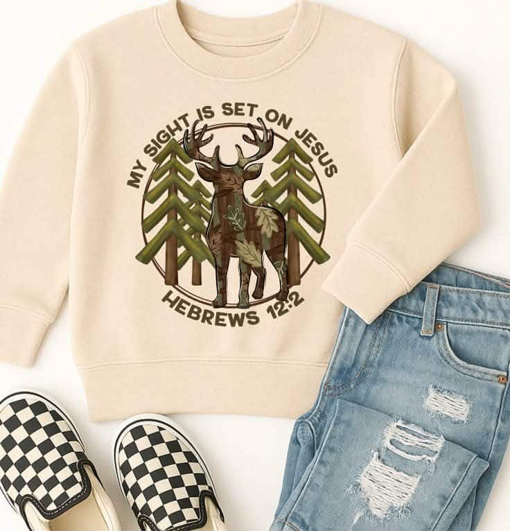 My sight is set on Jesus deer circle GREEN (s&g) DTF transfer