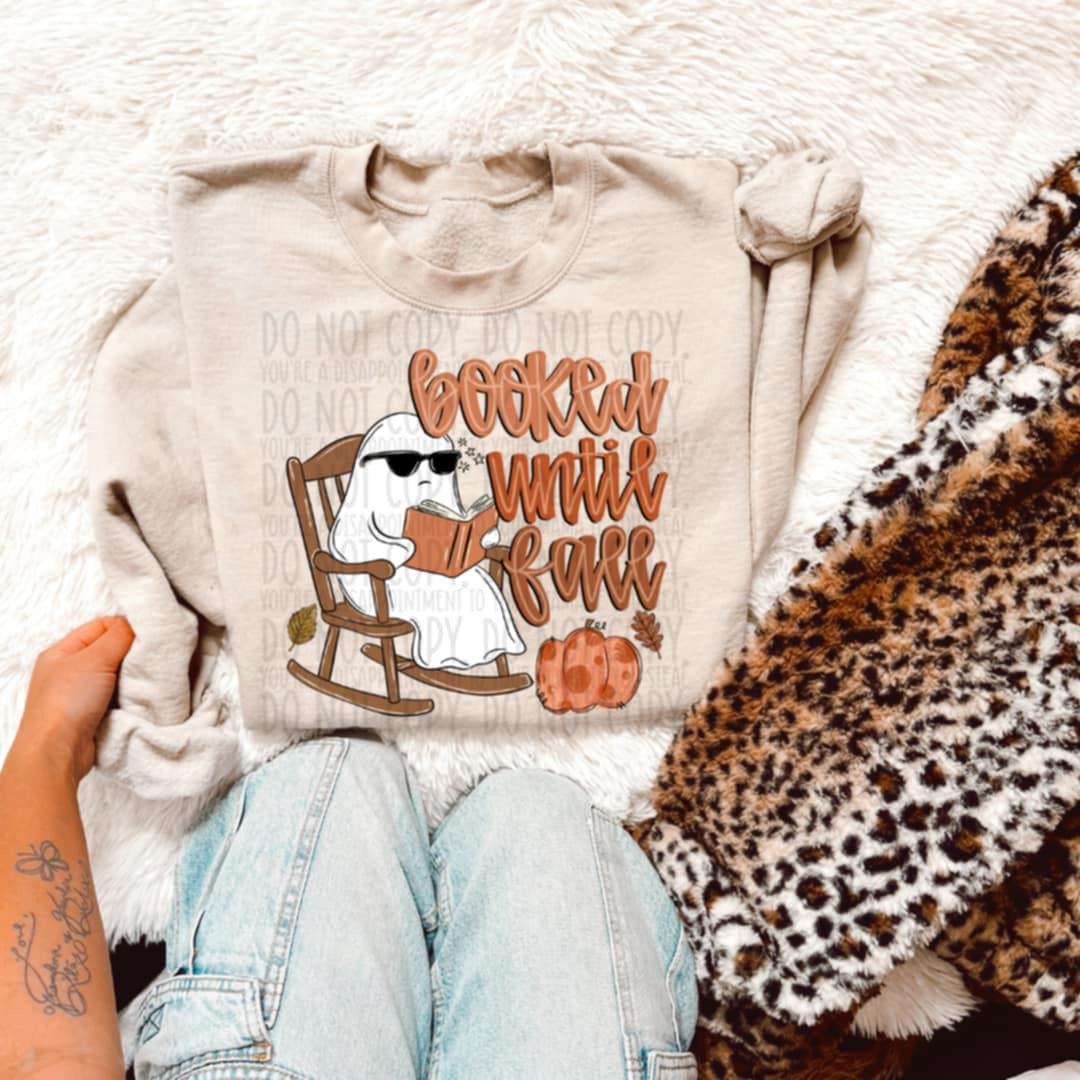 Booked Until Fall ghost in chair SWD DTF transfer