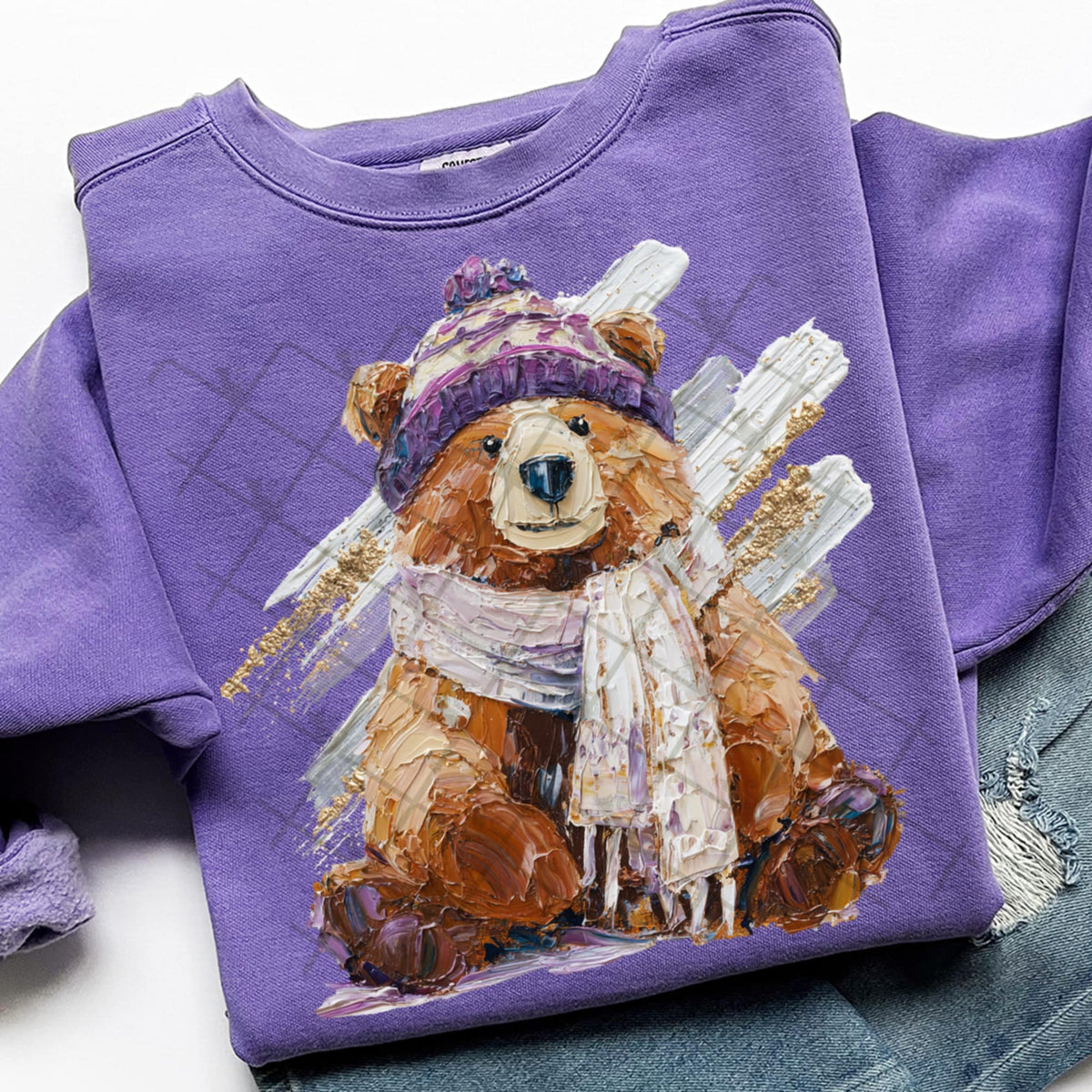 Faux Painted Bear purple (TTD) DTF Transfer