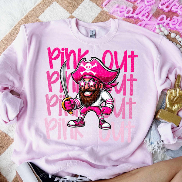 Pink out stacked pirate character 60034 DTF transfer