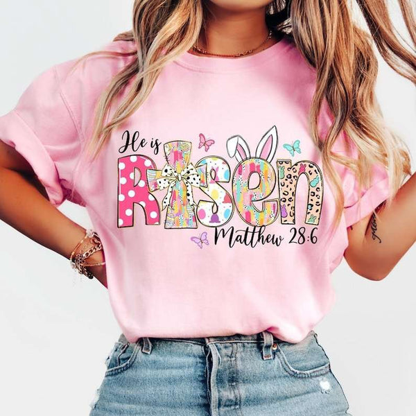 He is risen pink polka dot R 77666 DTF transfer