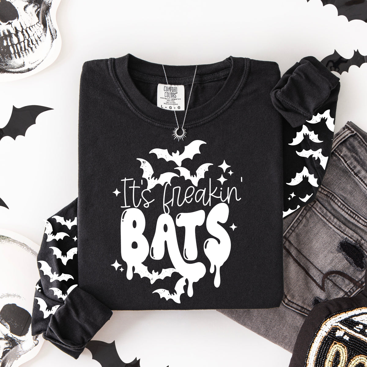 Its freakin bats white (csc) (front only) DTF Transfer