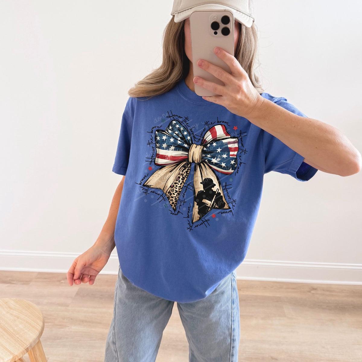 Honor the Brave bow DTF transfer