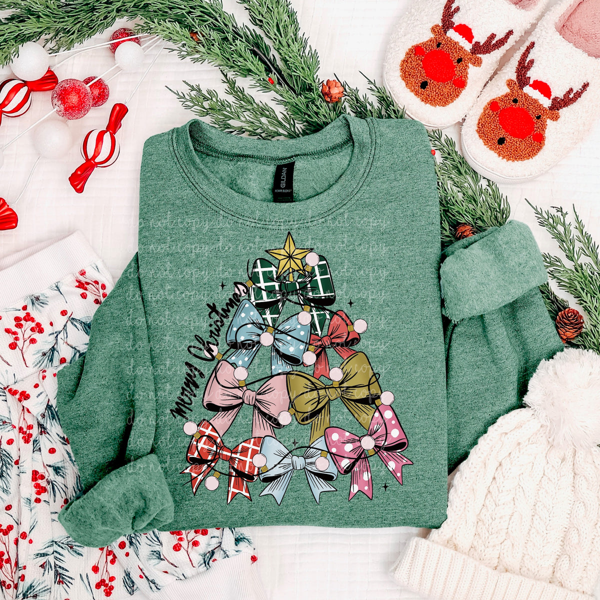 Merry Christmas Bow Tree DTF transfer