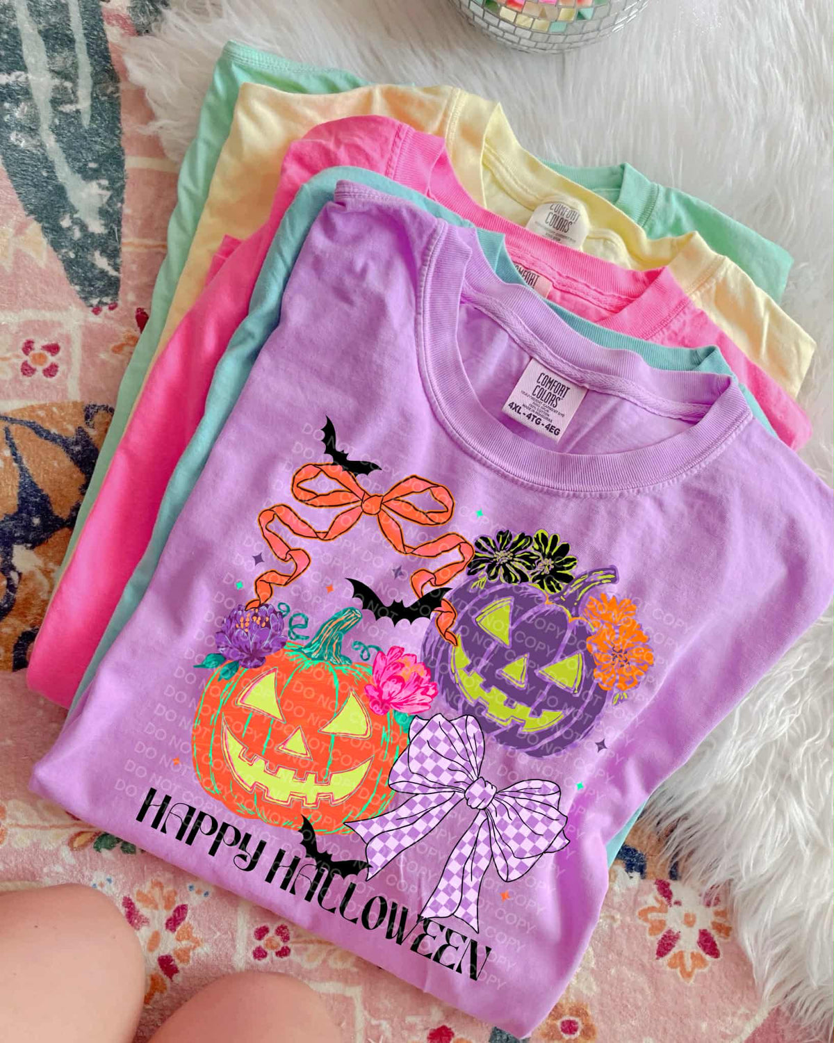 Happy Halloween Jack O Lanterns and bows SCG DTF transfer