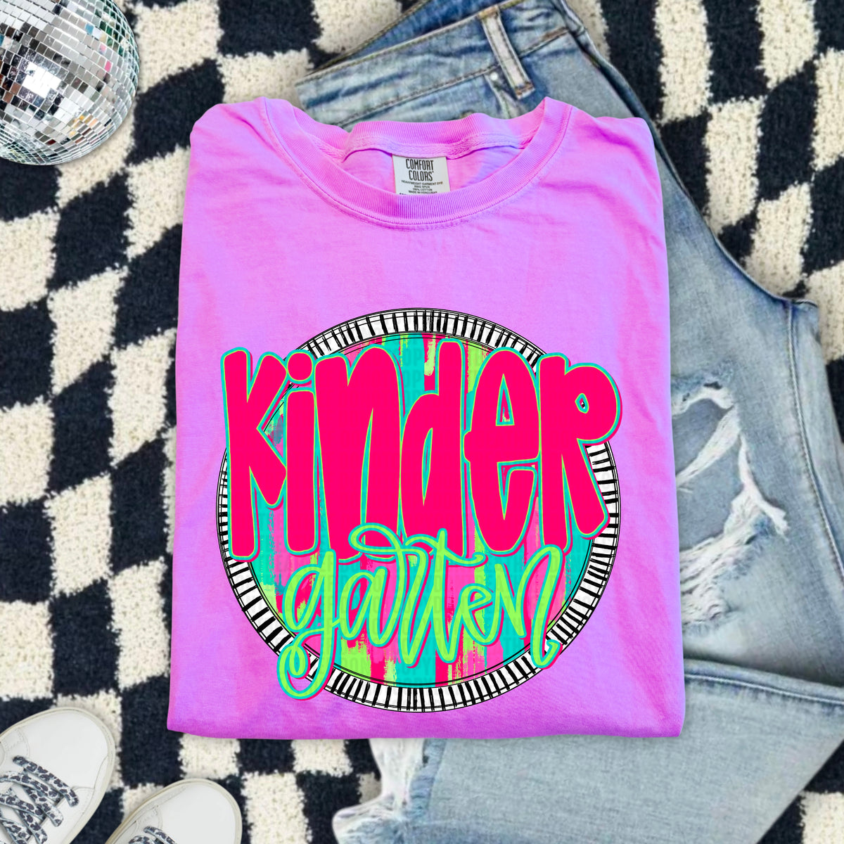 Kindergarten pink font circle 103891 DTF transfer