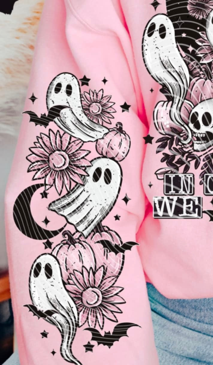 In October We Wear Pink Ghosts SLEEVE AG DTF transfer