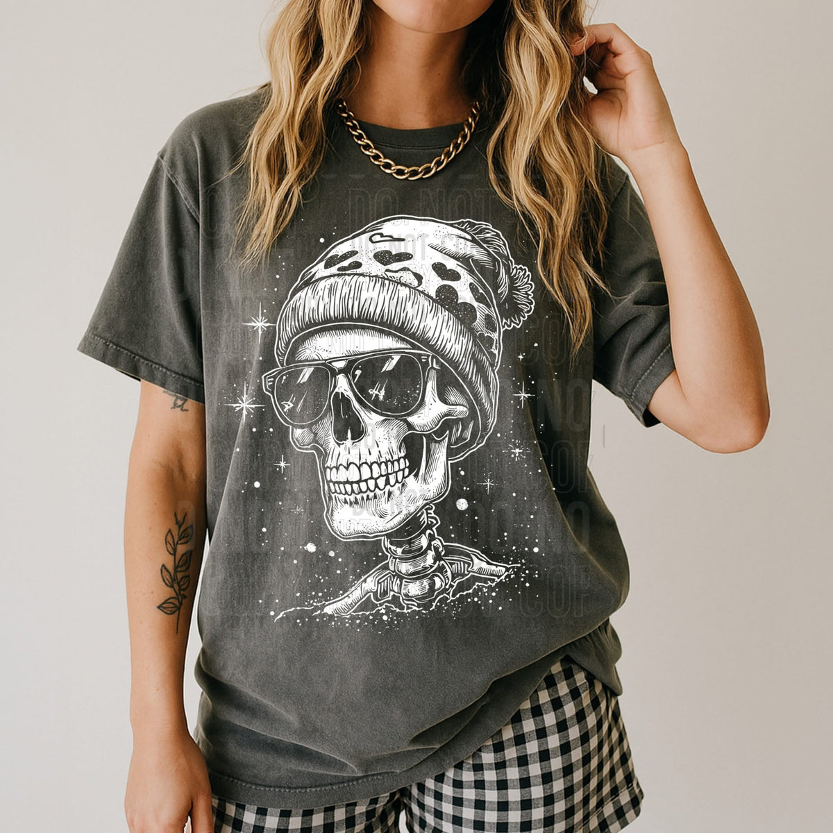 Skellie Beanie white (SBB) DTF transfer