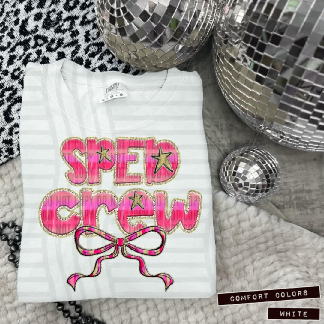 Sped crew pink with bow (Caplinger) 100635 DTF transfer