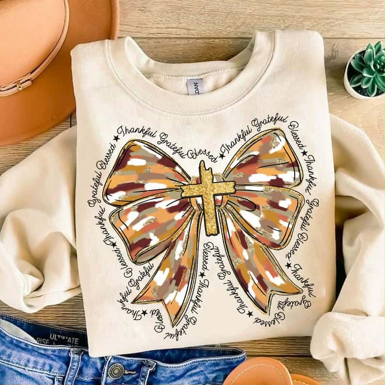 Thankful Grateful Blessed Cross Bow DTF Transfer