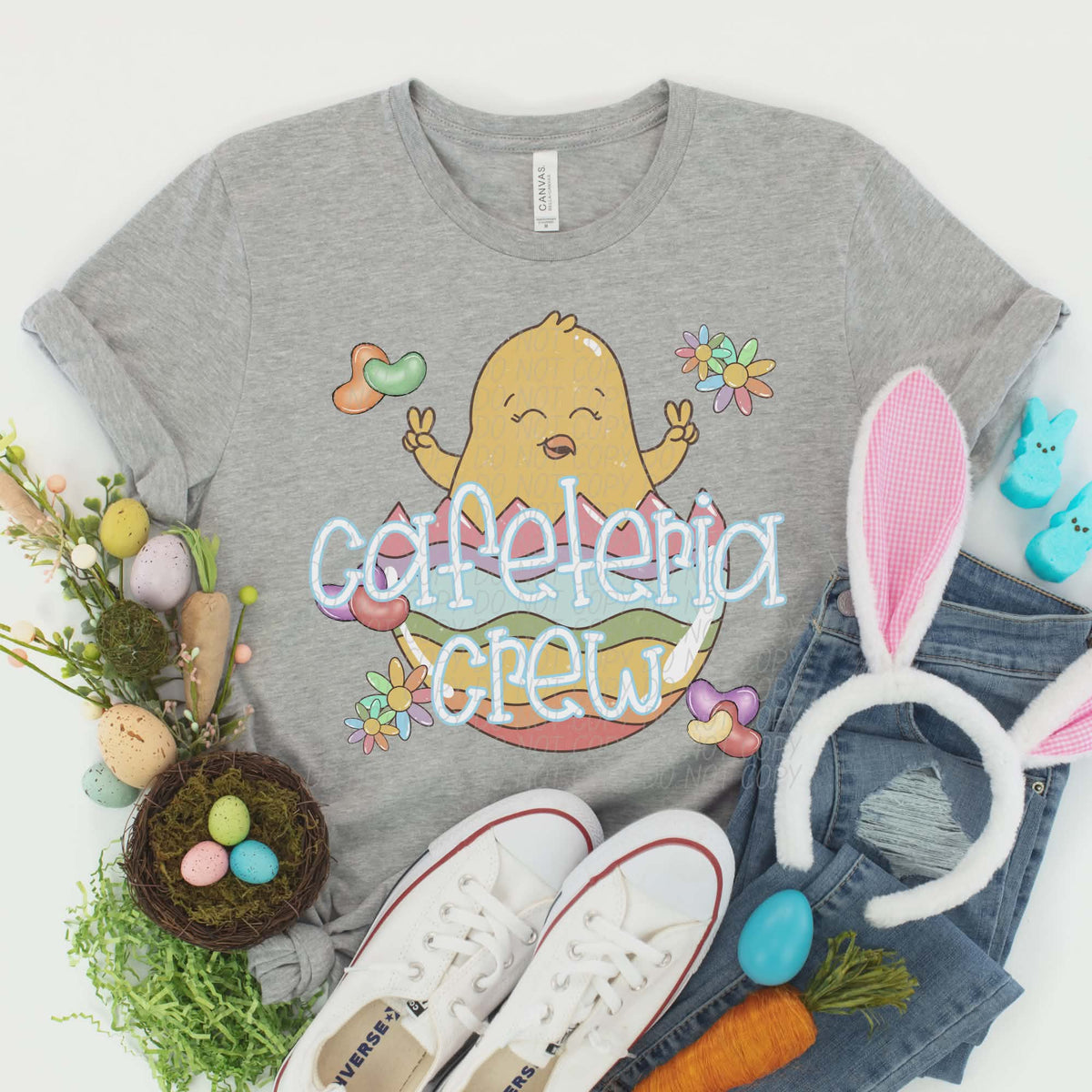 Cafeteria crew pastel egg with chick (City) DTF transfer
