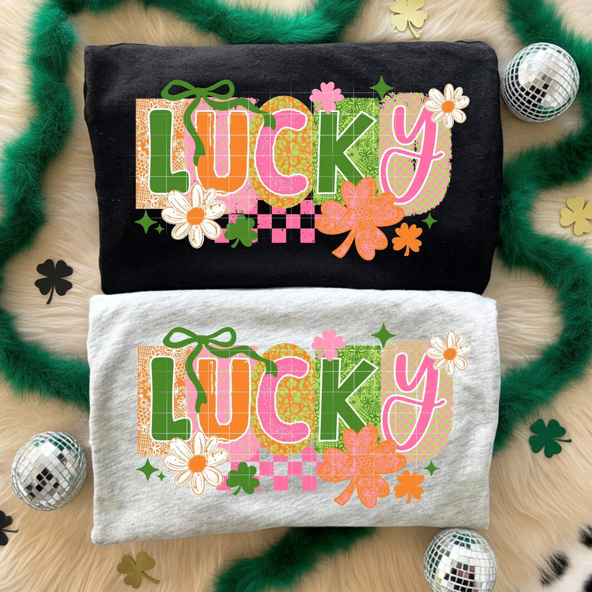 Lucky (pink orange and green) (CSC) DTF transfer