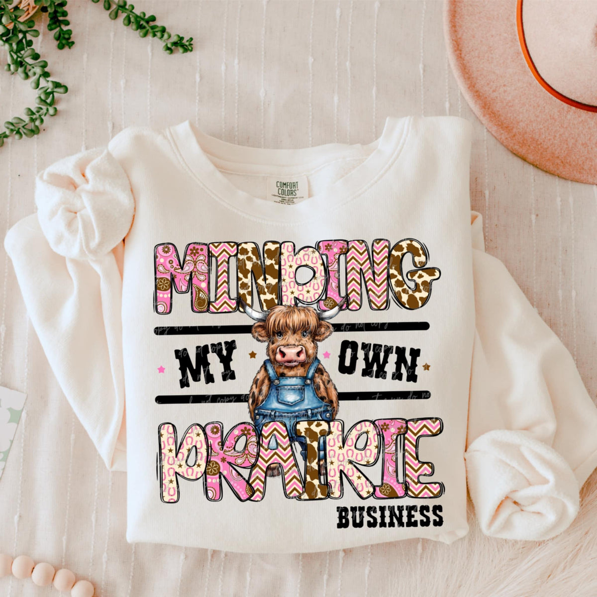 Minding my own prairie color and black font (VIRGO) 92534 DTF transfer