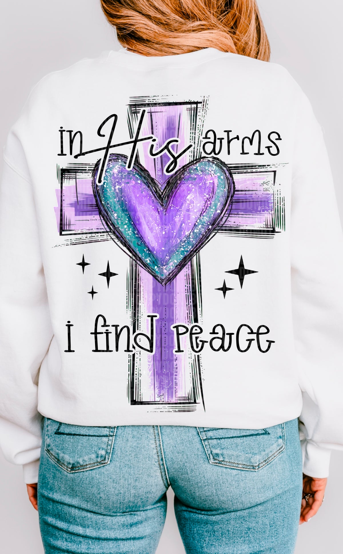 In his arms I find peace black font 93369 DTF transfer