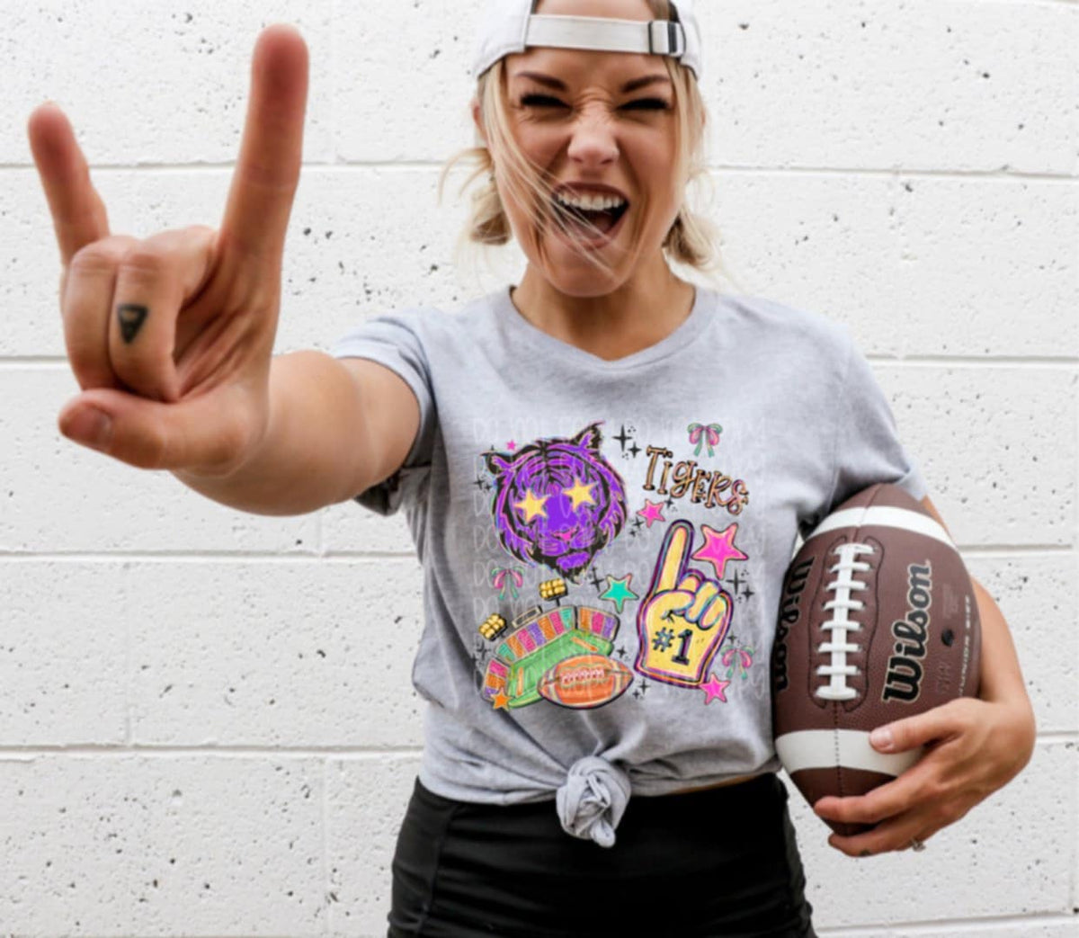 Tigers purple Rainbow Mascot SSD DTF transfer