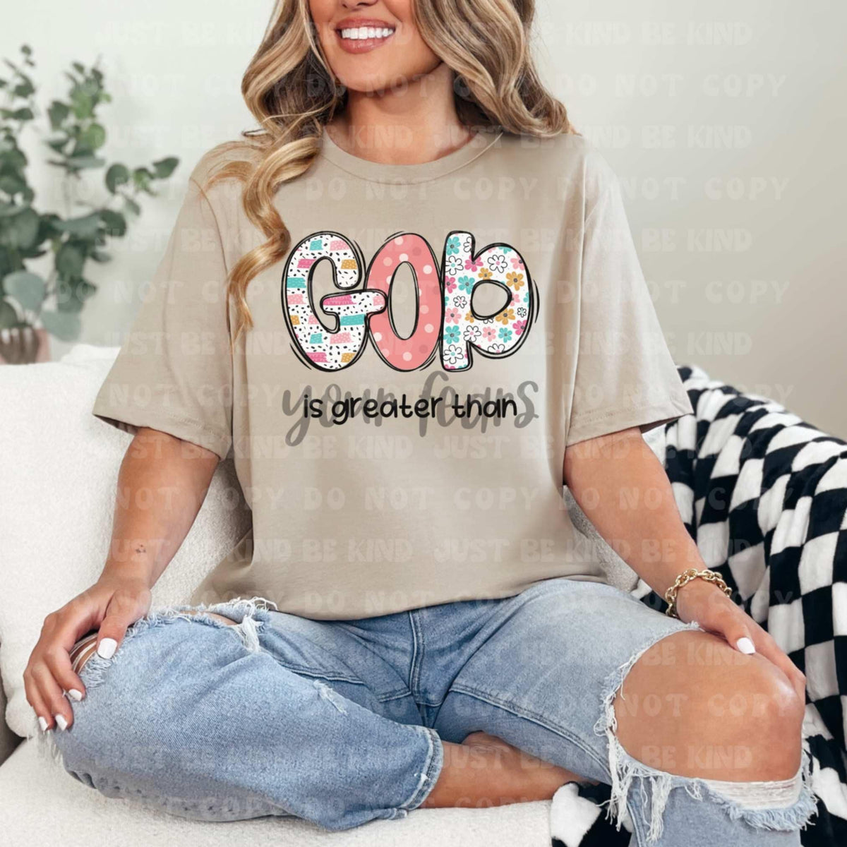 God is greater than your fears color and black (VLB) 87411 DTF transfer