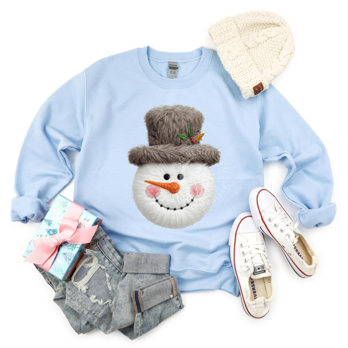 Faux yarn Snowman head (CSG) DTF transfer