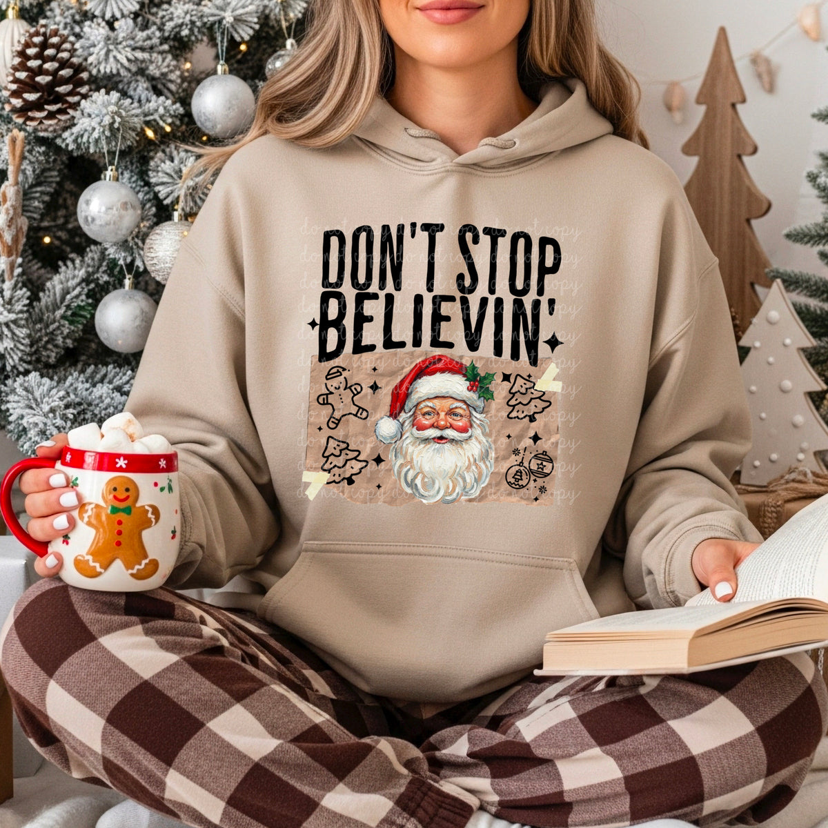 Don’t Stop Believin’ Santa (hw) DTF transfer
