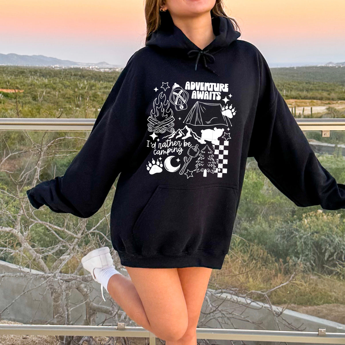 Adventure Awaits single color collage (white) CSC DTF transfer