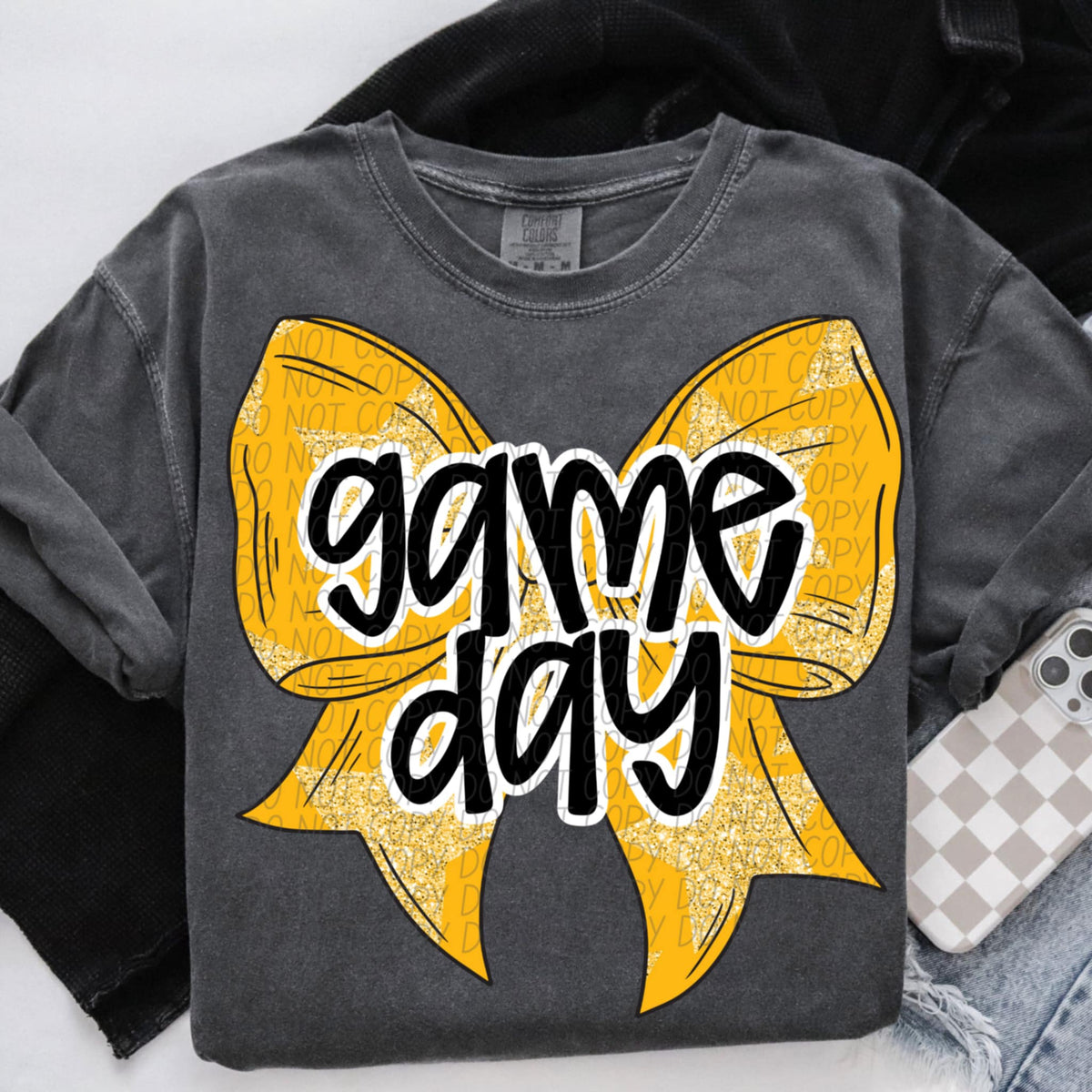Game day yellow bow (CITY) 91316 DTF transfer