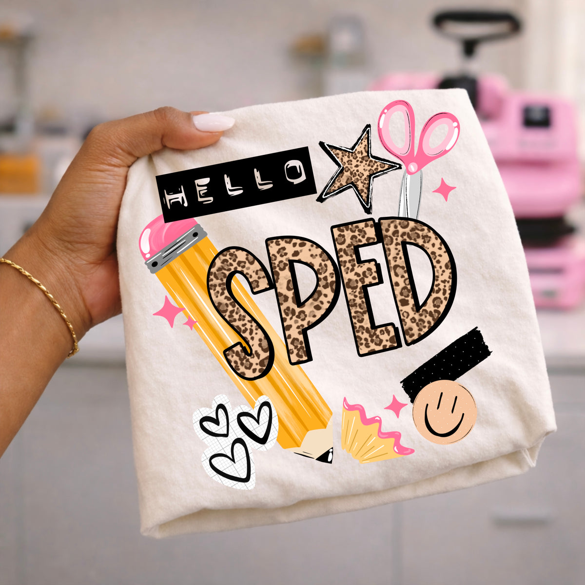Hello Sped leopard & pink (CSC) DTF Transfer