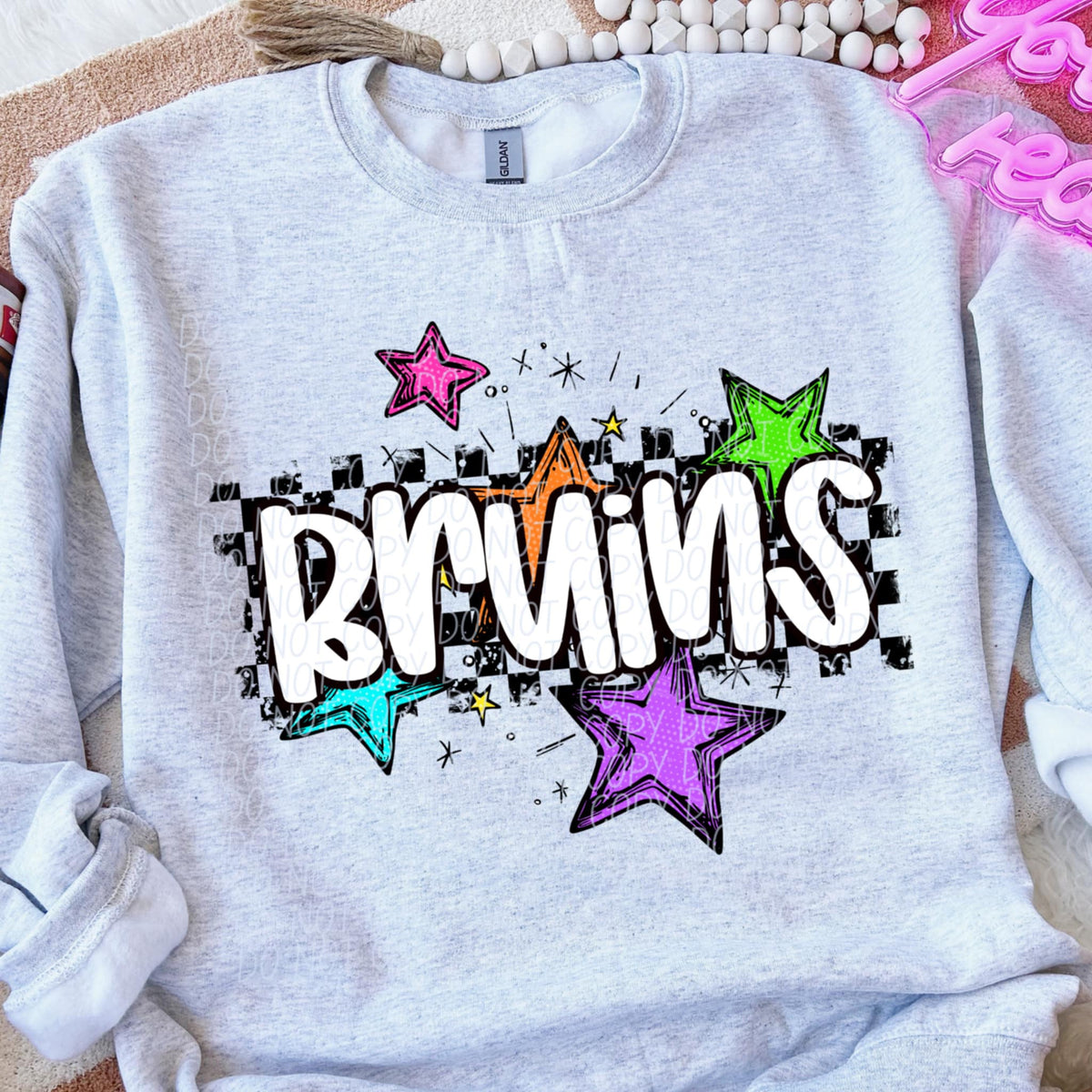 Bruins Mascot Rainbow Stars DTF TRANSFER