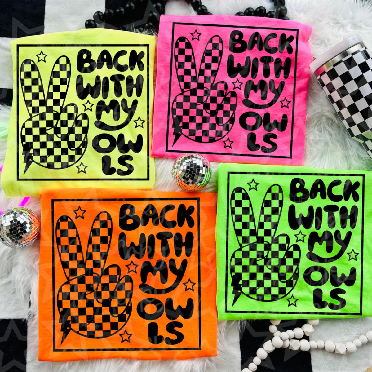 Back with my owls BLACK (Virgo) 109166 DTF transfer