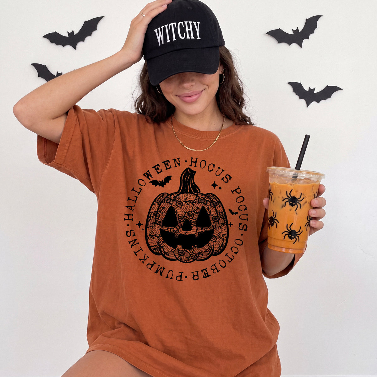 Lace pumpkin circle black (csc) DTF Transfer