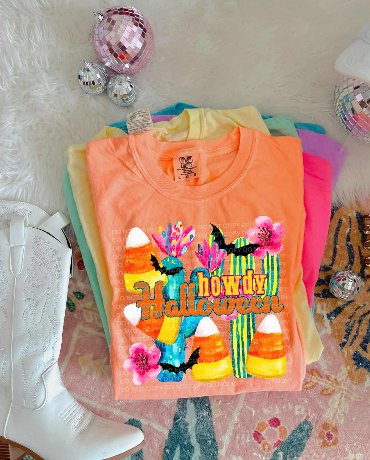 Howdy Halloween cactus and candy corn SCG DTF transfer