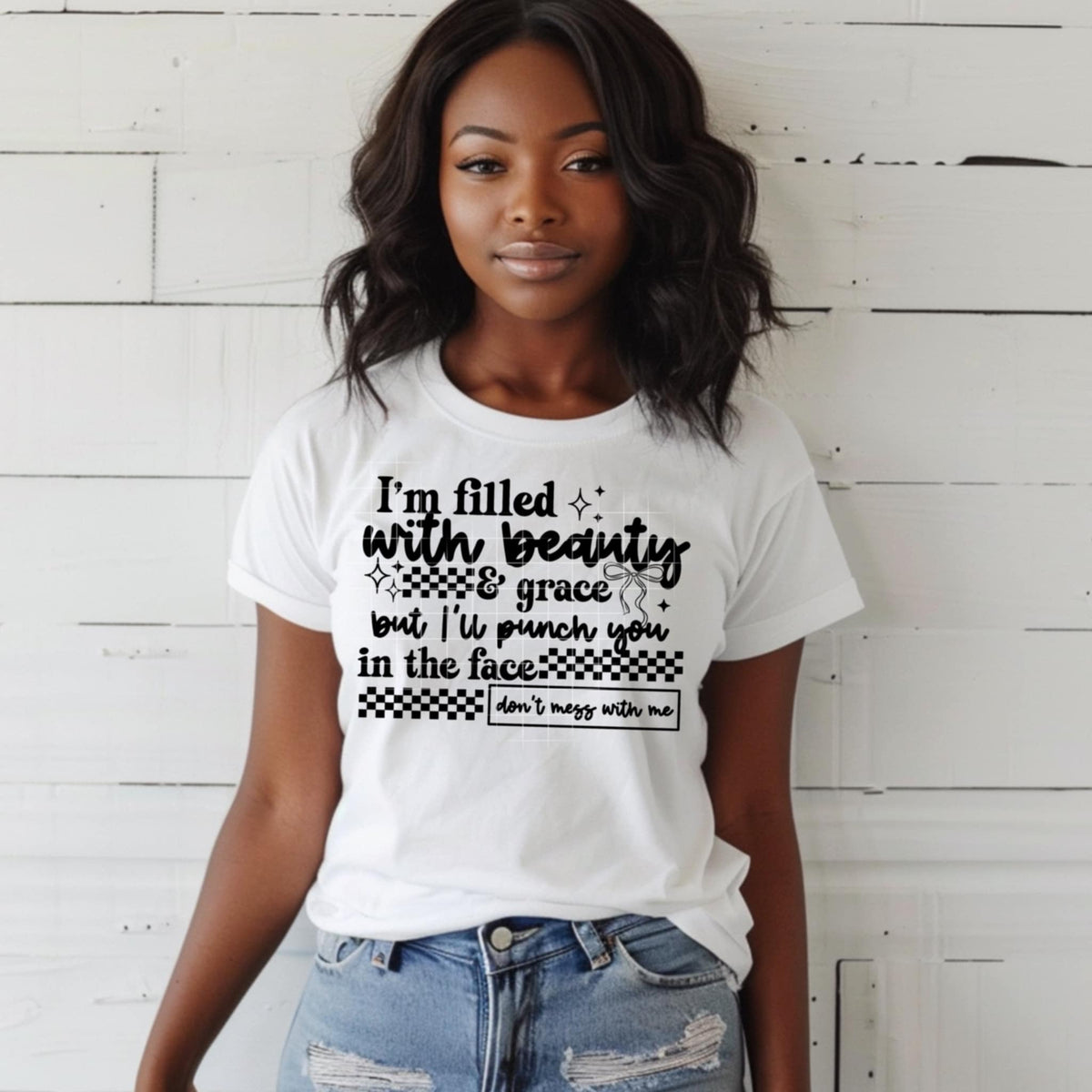 I’m filled with beauty & grace black font (CSC) 95714 DTF transfer